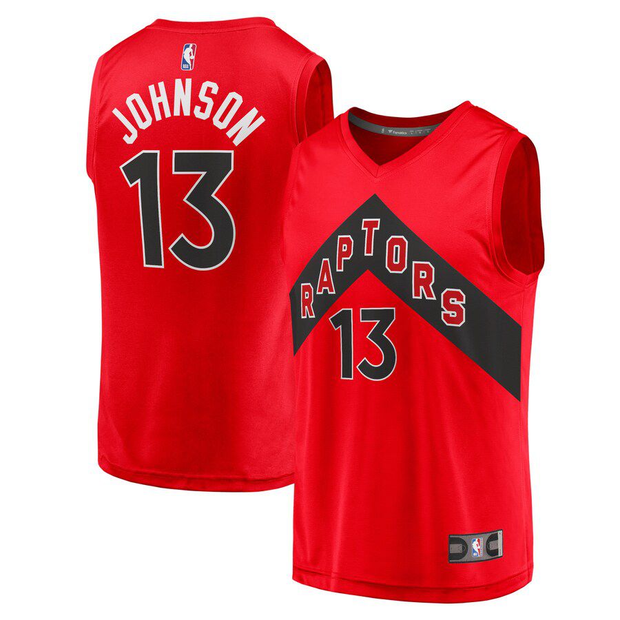 Men Toronto Raptors 13 David Johnson Fanatics Branded Red Fast Break Replica NBA Jersey